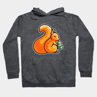 Kawaii Cute Red Squirrel and Acorn Hoodie